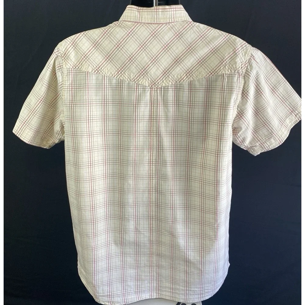 North Face Shirt Mens Large Beige Plaid Short Sleeve Button Up‎ Outdoors Casual